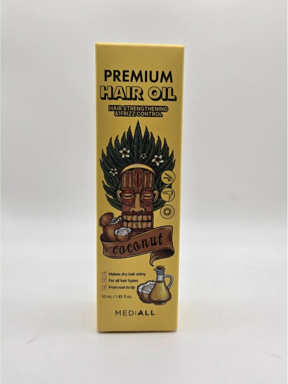 MED:ALL Premium Hair Oil Coconut 55ml Frizz Control Strengthening NIB K-Beauty